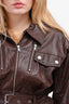 Hours Brown Faux Leather Cropped Jacket Size M