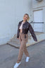 Hours Brown Faux Leather Cropped Jacket Size M