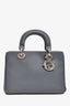 Christian Dior Grey Grained Leather 'Diorissimo' Tote with Strap