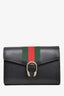 Gucci Black Leather Web Dionysus Wallet on Chain