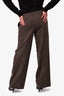 Theory Brown Houndstooth Wool Wide Leg Trousers Size 8