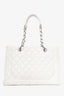 Pre-Loved Chanel™ 2009/2010 White Caviar Leather CC Shopping Tote (As Is)