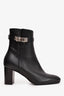 Hermès Black Leather Saint Germain Heeled Ankle Boots with Kelly Lock Size 37