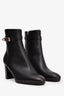 Hermès Black Leather Saint Germain Heeled Ankle Boots with Kelly Lock Size 37