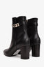 Hermès Black Leather Saint Germain Heeled Ankle Boots with Kelly Lock Size 37