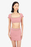 Guizio Pink Wool Scoop Neck Knit Crop Top w Mini Skirt Size XS/S