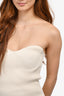 Khaite White Ribbed Knit Strapless Top Size M