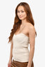 Khaite White Ribbed Knit Strapless Top Size M