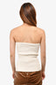 Khaite White Ribbed Knit Strapless Top Size M