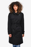 Burberry Black Cotton 'The Chelsea' Belted Trench Coat Size 48