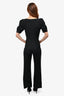 Sandro Black Tweed Pant Belted Jumpsuit Size 36