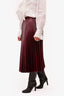 Ports Burgundy Faux Leather Pleated Midi Skirt Size 4
