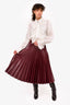 Ports Burgundy Faux Leather Pleated Midi Skirt Size 4