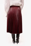 Ports Burgundy Faux Leather Pleated Midi Skirt Size 4