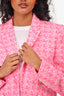 L'Agence Hot Pink Tweed Cropped Blazer Size 6