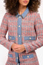 Maje Blue Denim/Orange Tweed Cropped Jacket Size 38 + Skirt Set Size 36