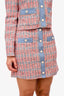 Maje Blue Denim/Orange Tweed Cropped Jacket Size 38 + Skirt Set Size 36
