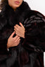 Marcel Le Clerc Vintage Brown Sheared Beaver/Black Fox Fur Long Coat Est. Size M/L