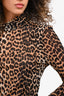 Ganni Leopard Mesh Turtleneck Top Size 40