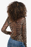 Ganni Leopard Mesh Turtleneck Top Size 40