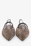 Brunello Cucinelli Taupe Crystal Detail Pointed Flats Size 36.5