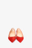 Christian Louboutin Red Suede Gold Spike 'Anjalina' Flats Size 40