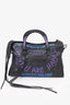 Balenciaga Black Leather City Address Graffiti Classic Studs Bag