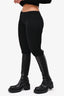 Prada Black Wool Ribbed Knit Flare legged Pants Size 38 (As Is)