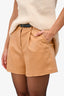 The Frankie Shop Beige Faux Leather Shorts Size S