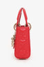 Christian Dior 2021 Red Leather Micro Lady Dior