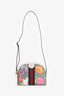 Gucci Off White/Beige GG Supreme Canvas Small Floral Ophidia Shoulder Bag