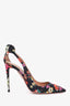 Aquazurra Black Floral Printed Deneuve Heels Size 37.5