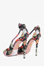 Aquazurra Black Floral Printed Deneuve Heels Size 37.5