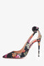 Aquazurra Black Floral Printed Deneuve Heels Size 37.5