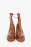 Stuart Weitzman Brown Vinyl Chunky Heeled Ankle Boots Size 37.5
