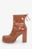 Stuart Weitzman Brown Vinyl Chunky Heeled Ankle Boots Size 37.5