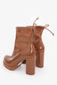 Stuart Weitzman Brown Vinyl Chunky Heeled Ankle Boots Size 37.5