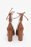 Stuart Weitzman Brown Vinyl Chunky Heeled Ankle Boots Size 37.5