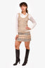 Burberry London Beige Wool Tartan Patterned Mini Skirt Size 8 US