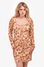 Nanushka Brown Flower Printed Scoop Neck Dress Size XL