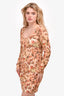 Nanushka Brown Flower Printed Scoop Neck Dress Size XL