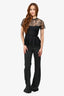 Nadine Merabi Black Crystal Embellished High Waisted Flared Pants Size XS