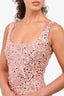 Nadine Merabi Pink Sequin Faux Ostrich Feather Trim Mini Dress Size XS
