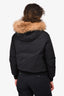 Mackage Black Down Bomber Jacket With Fur Trim Hood Size 14Y