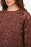 Brunello Cucinelli Brown Cashmere/Wool Open Knit Sequin Embellished Sweater with Brown Silk Slip Size XS
