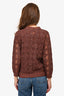 Brunello Cucinelli Brown Cashmere/Wool Open Knit Sequin Embellished Sweater with Brown Silk Slip Size XS