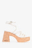 Jimmy Choo White Leather 'Cecelia 95' Cork Heels Size 37.5