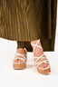 Jimmy Choo White Leather 'Cecelia 95' Cork Heels Size 37.5