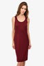 St. John Burgundy Wool Ribbed Knit Dress Size 6 US
