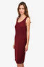 St. John Burgundy Wool Ribbed Knit Dress Size 6 US